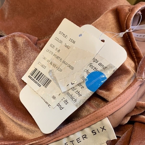 NWT AFTER SIX | Tawny Rose 1536 Full length Velvet Wrap Dress S - Picture 7 of 7